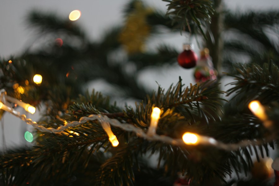 Christmas tree decorations and lights